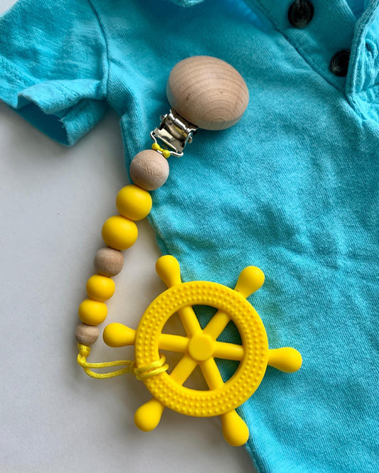 Silicone Pendant Teether - Ships Wheel